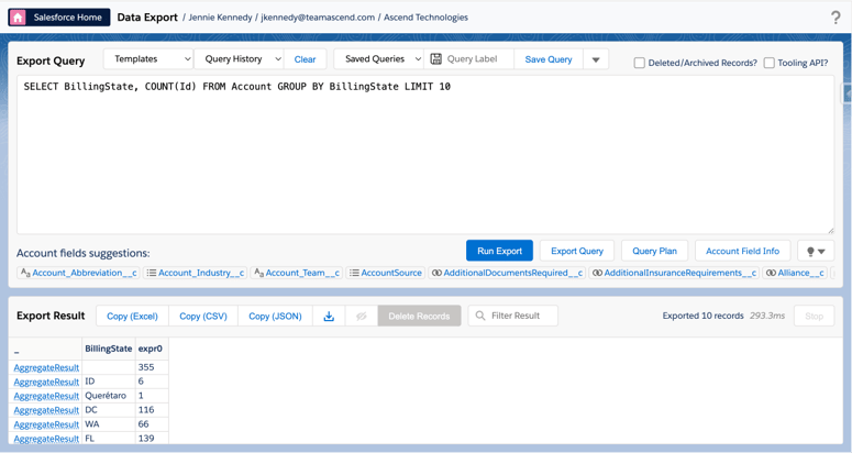 A simple, aggregate query grouping by a field
