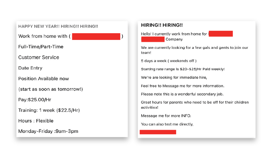Hiring Scam - Example Vague Posts
