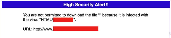 Firewall Security blocked the automatic malware download, indicating the drive-by attack.