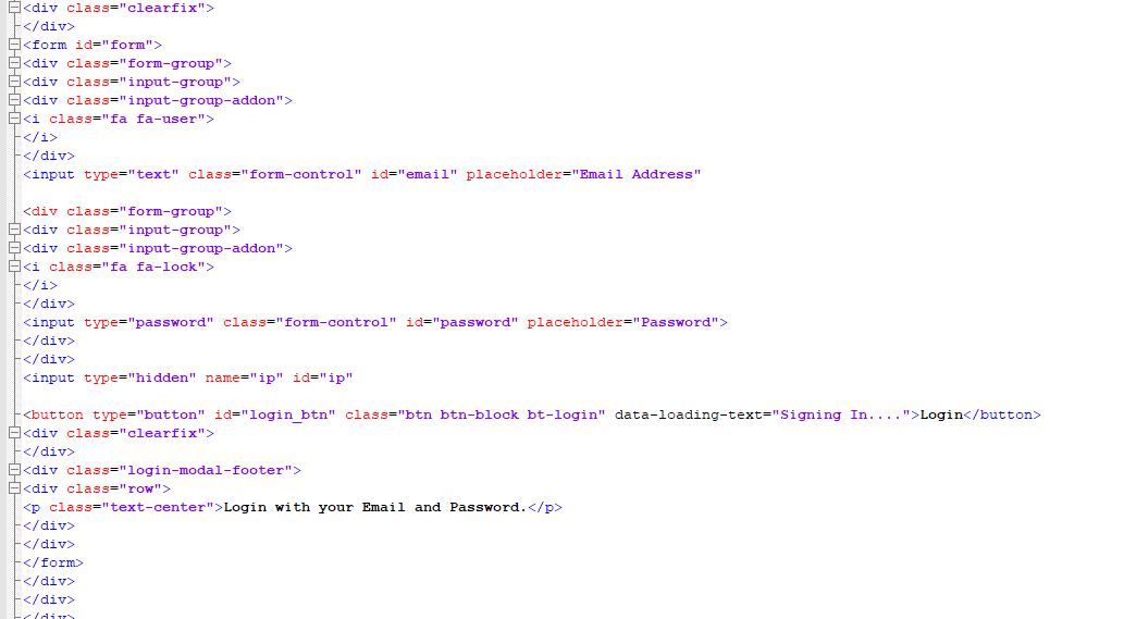 html code from the phishing site