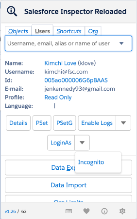 Salesforce Inspector Reloaded Login